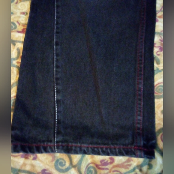 ATTITUDE Premium Embroidered Designer Demin Jeans Pants Men's 38/34 Black - Picture 9 of 12